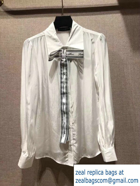 Dolce & Gabbana white silk shirt with ribbons